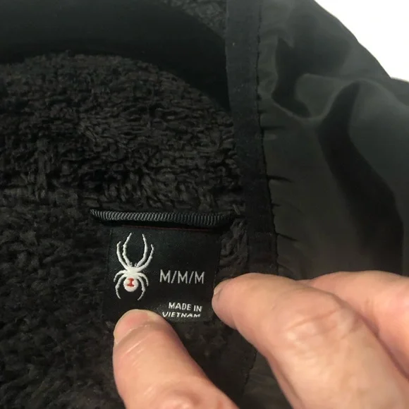 NWT Spyder Black Snap Button Pullover Jacket Quarter Snap Neckline Stand Collar - Picture 4 of 8